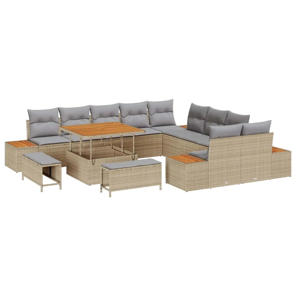 Set Divano da Giardino con cuscino 13 pcs Beige e Grigio Chiaro 3363357