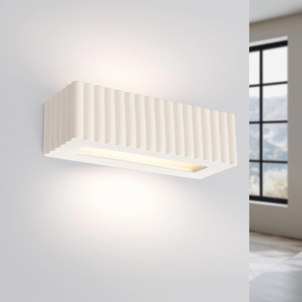 Applique ceramica bianca rigata su-giù E27 SULKIO Pure Lume