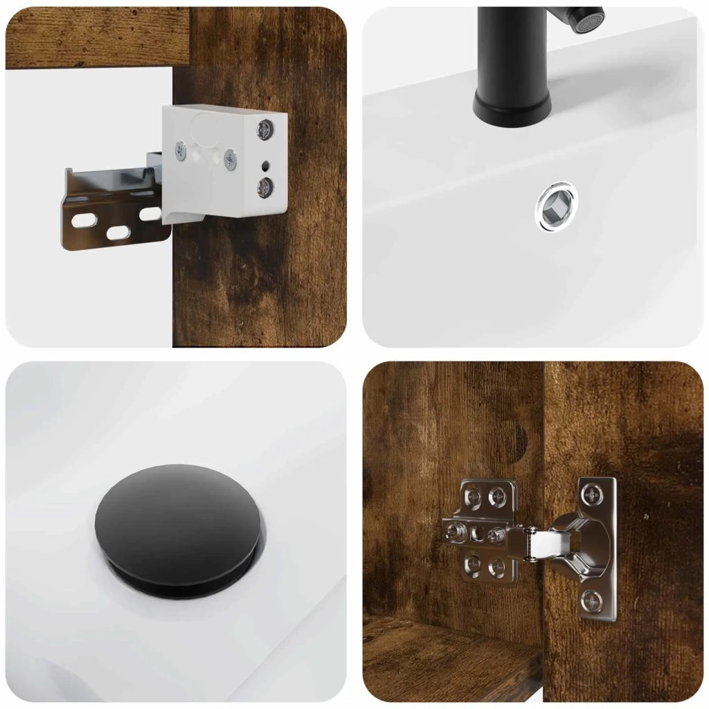 Mobile bagno con rubinetto Rovere Fumo 42 x 40 x 74,5 cm 889533