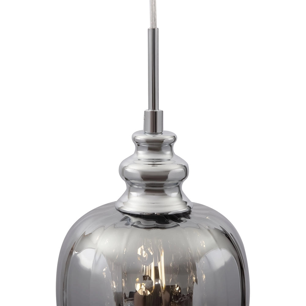 Lampadario A Sospensione Moderno Blues Metallo Argento Vetro 1 Luce E14