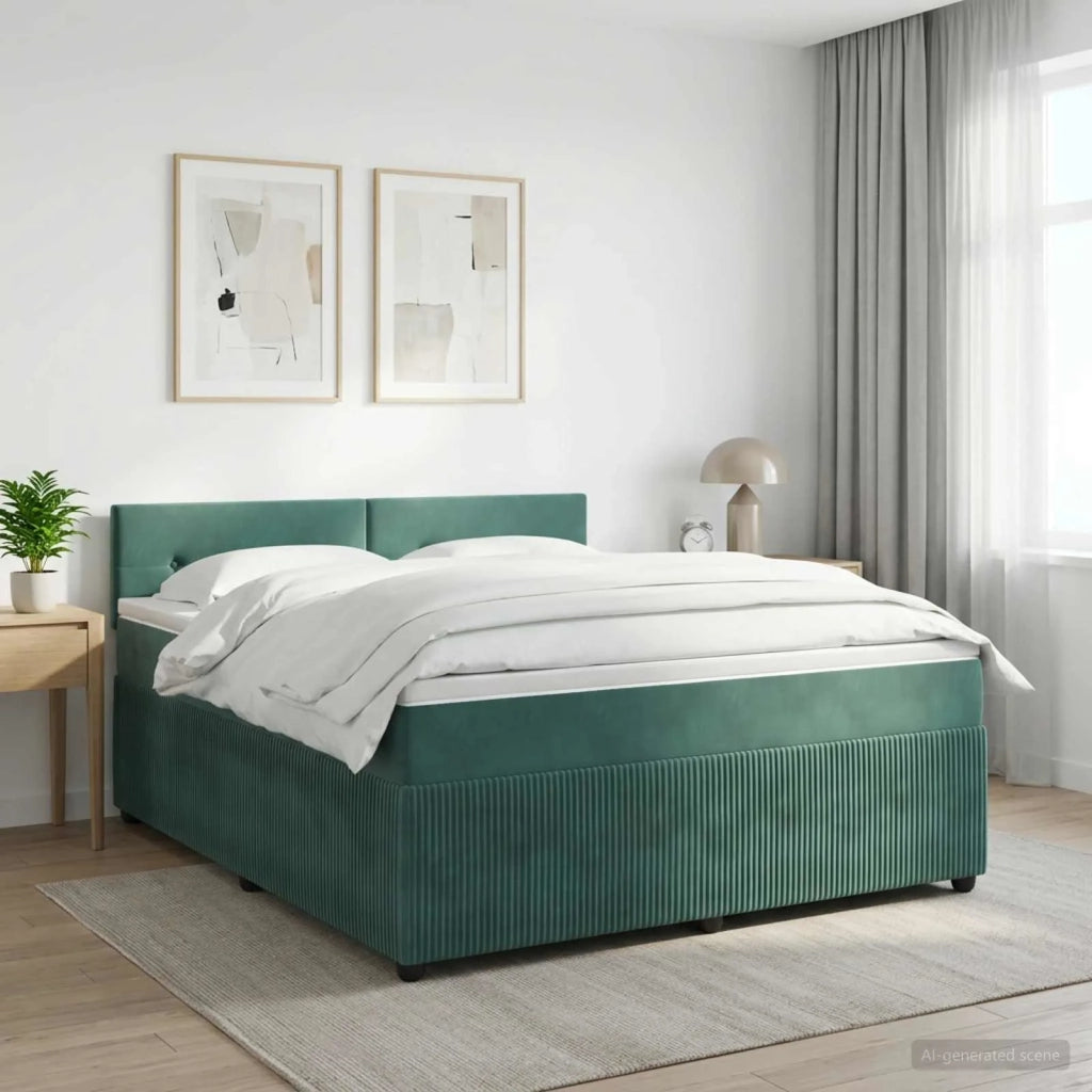 Letto box spring con materasso Verde Scuro 140 x 200 cm Velluto 3451694