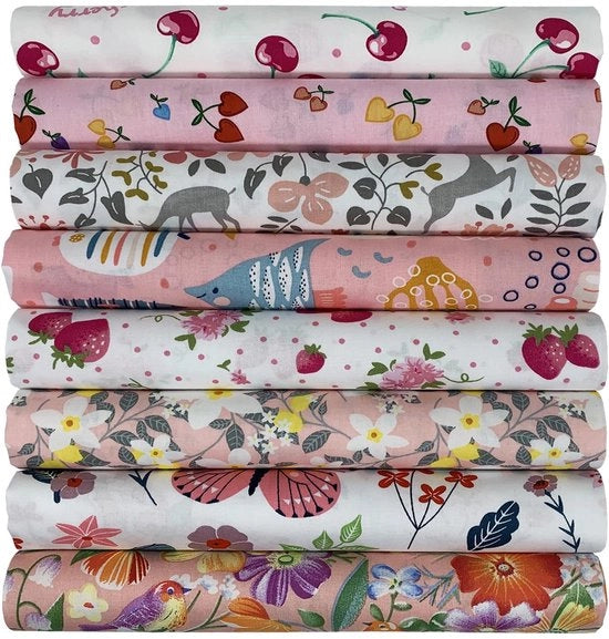 Patchworkstof 100% Katoen - 50 x 50 cm - Rosa - Manufatto a mano per Quilting e Sartoria