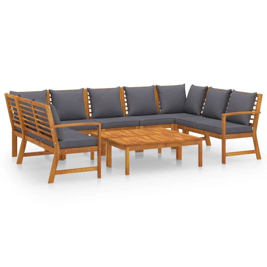 Set Divani da Giardino 9 pz con Cuscini in Massello di Acacia cod mxl 48155