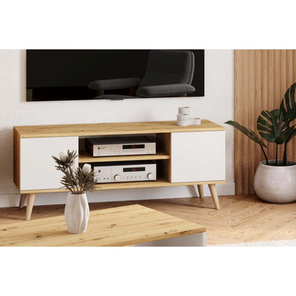 Mobile Porta TV Focus 135 in Rovere Artisan e Bianco