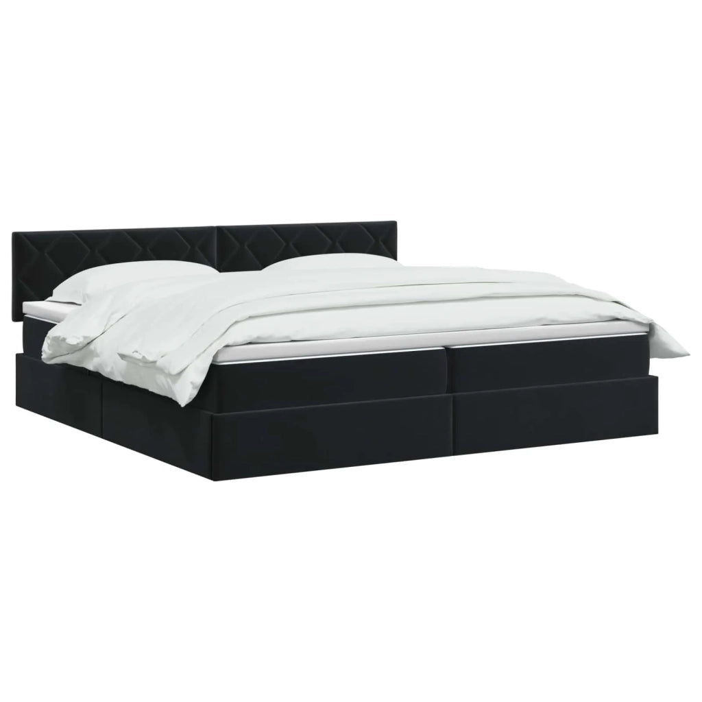 Letto con contenitore LED e materasso Nero 200 x 200 cm Velluto 3459332