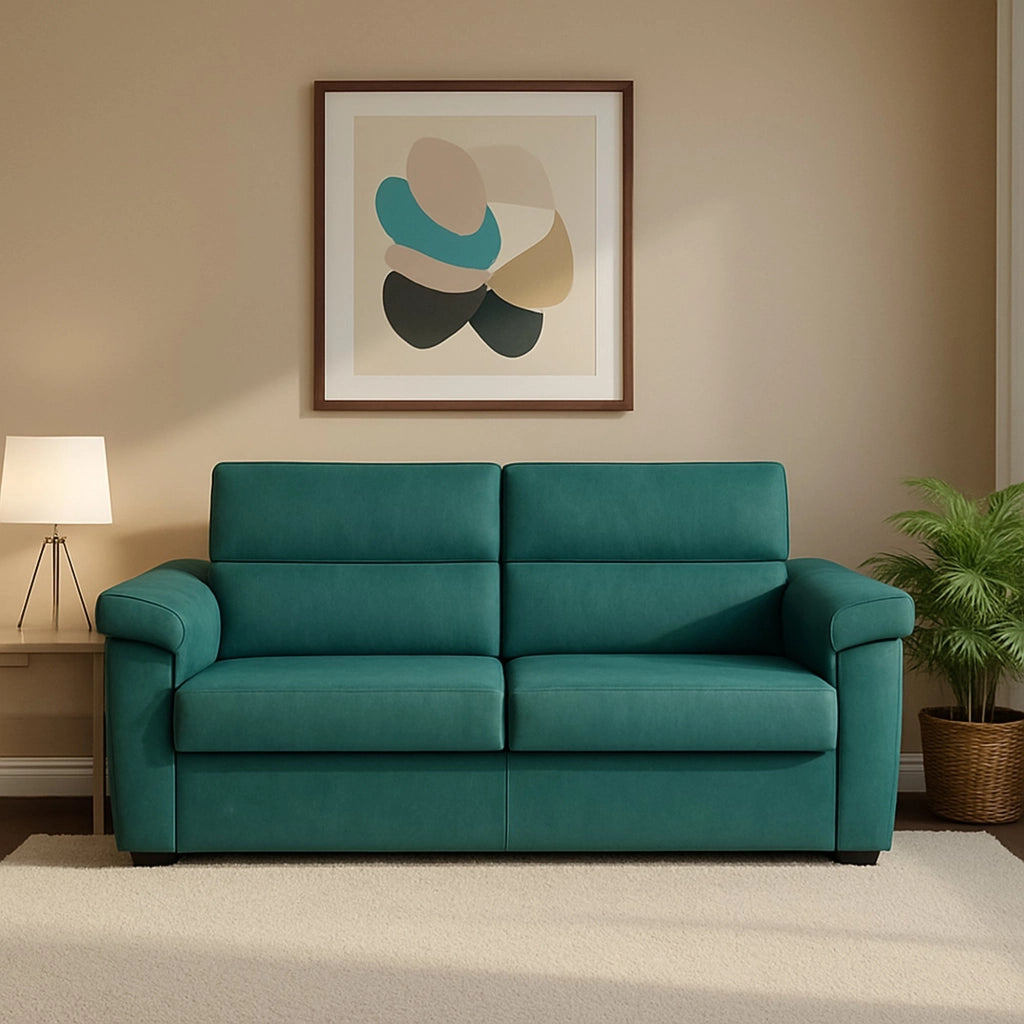 Salorno, Divano Letto 2 Posti Sfoderabile Made in Italy, 185x95 cm Azzurro