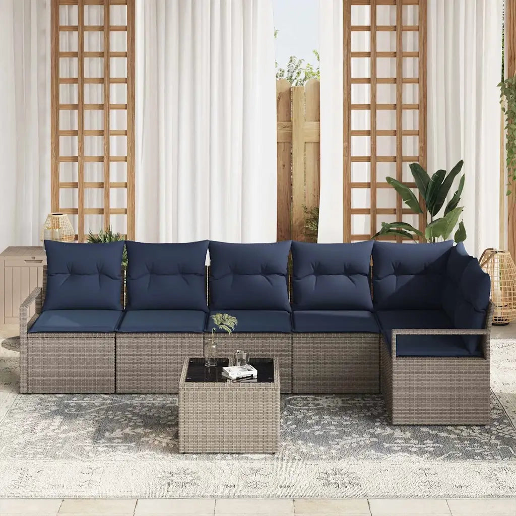 Set di divani 7 pcs Grigio polyrattan