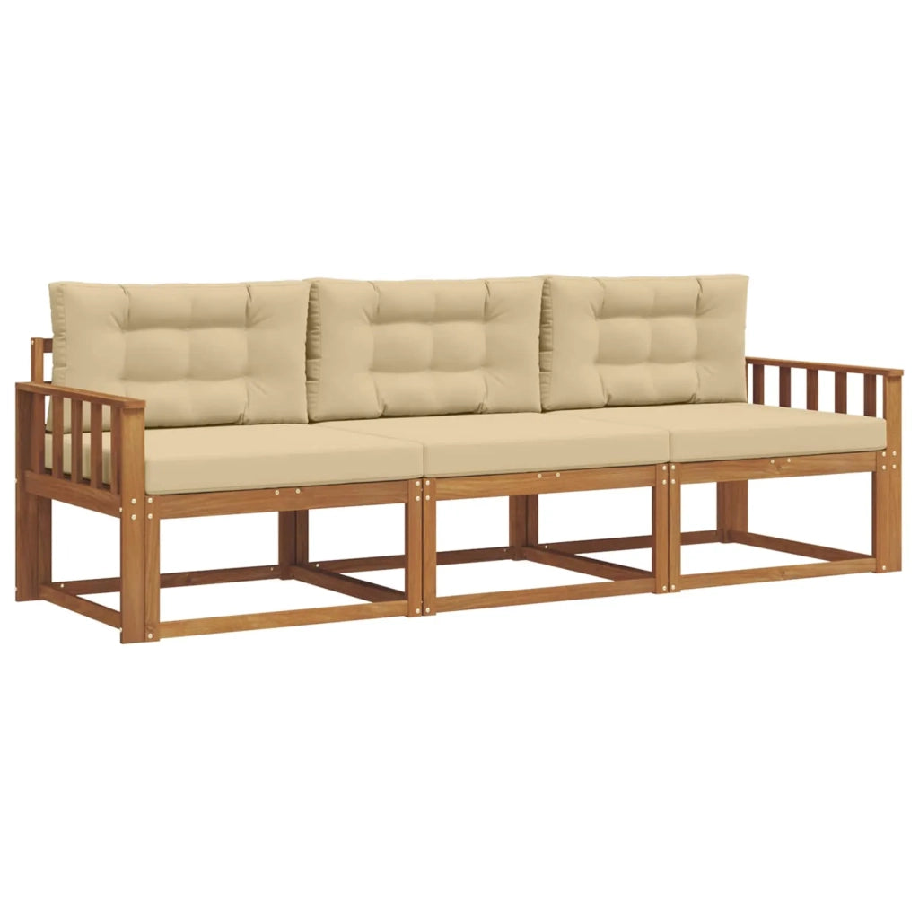 Set di divani da esterno con cuscino 3 pcs Naturale e Beige 3367121