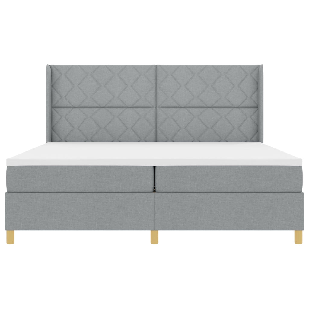 Letto a molle con materasso  Grigio chiaro 200x200 cm Tessuto