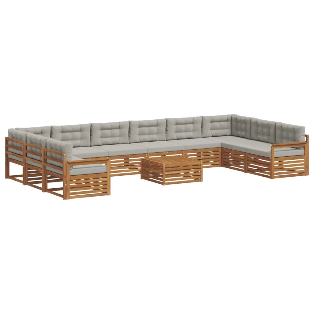 Set divani con cuscino 11 pcs Grigio Naturale e Chiaro 3374236