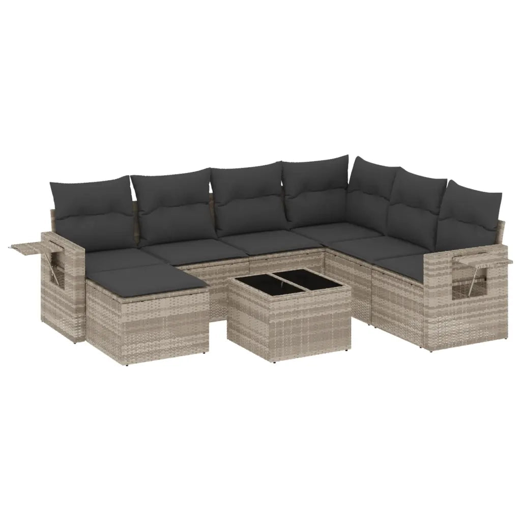 Set Divano da Giardino 8pz con Cuscini Grigio Chiaro Polyrattan 3252849