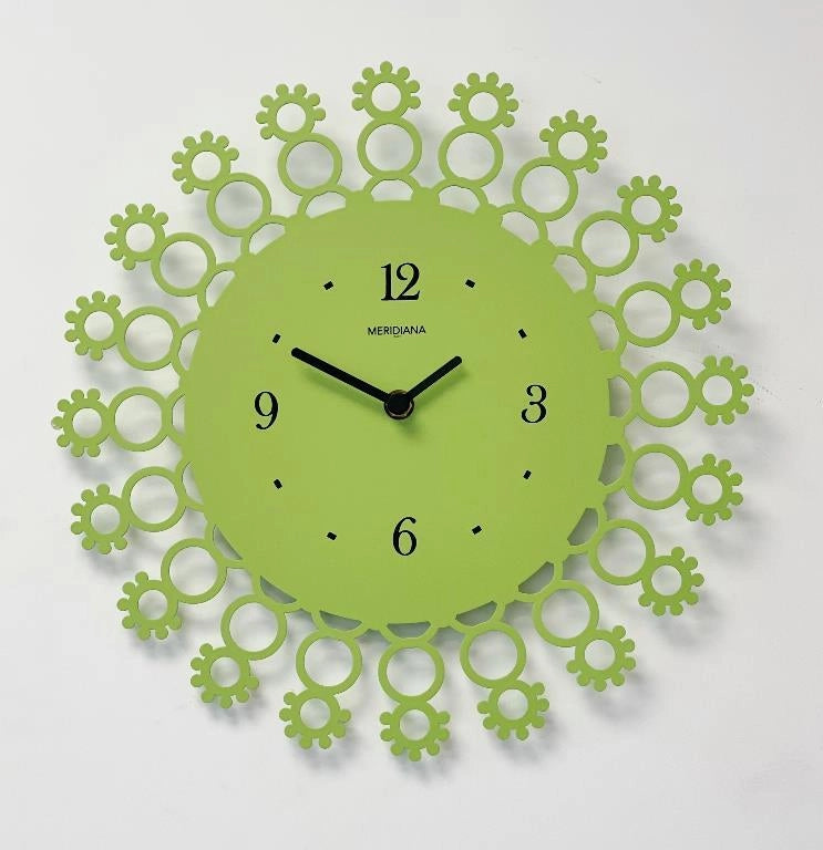 Orologio da Parete in Metallo Decoro Fiorellini Verde Chiaro 32 cm