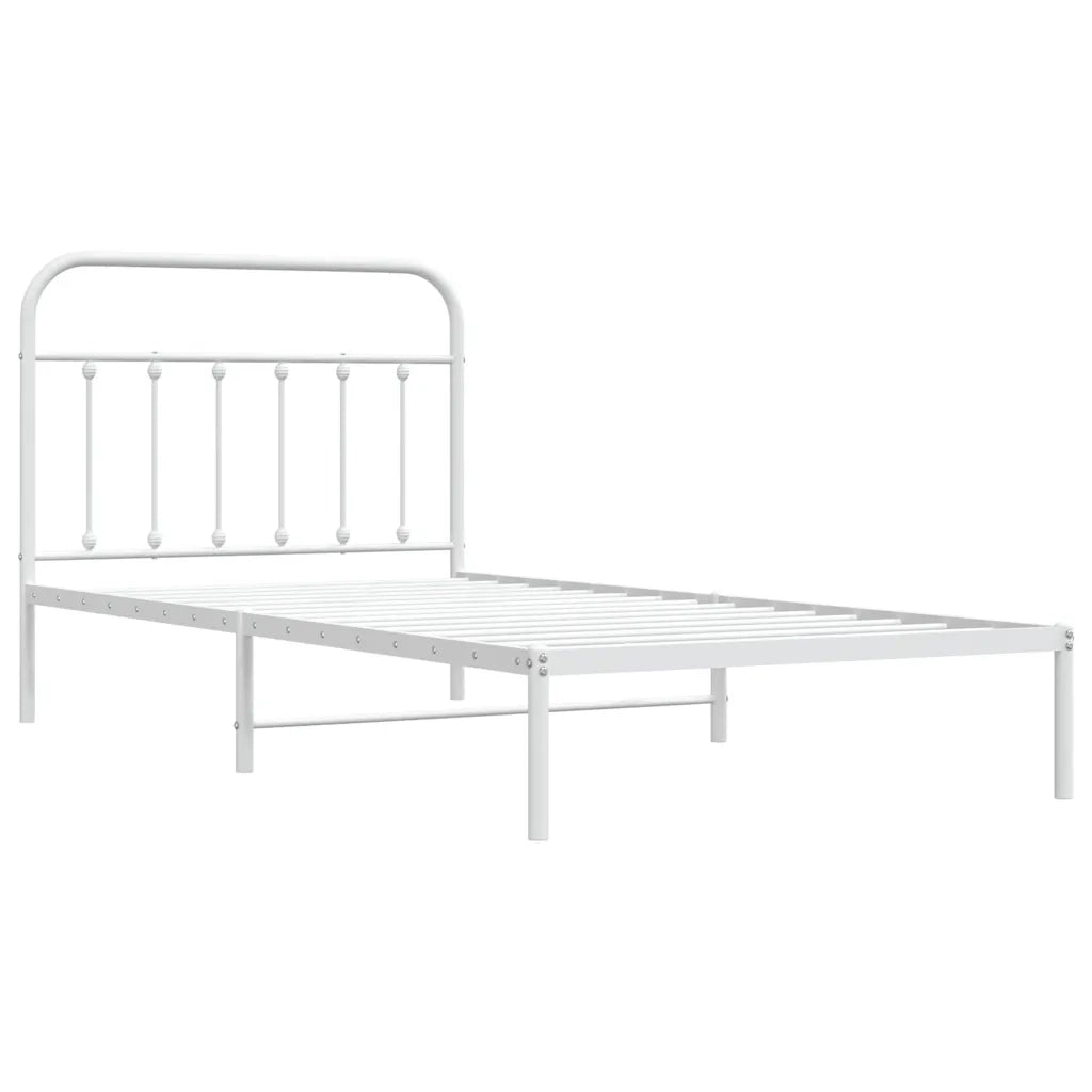 Giroletto con Testiera-Struttura Letto con testiera Metallo Bianco 107x203 cm 623125