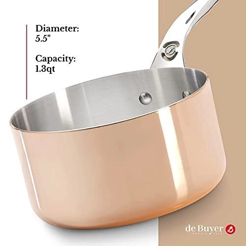 De Buyer 6206.14 Pentola singola in Metallo Diametro 14 cm Peso 630 g colore Nero