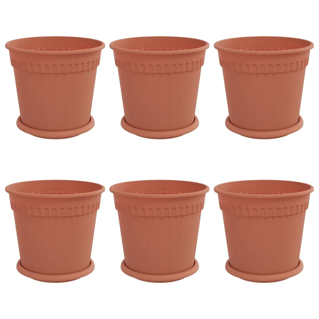 Vasi per Piante 6 pcs Rosso Mattone Ø 19 x 16 cm Plastica