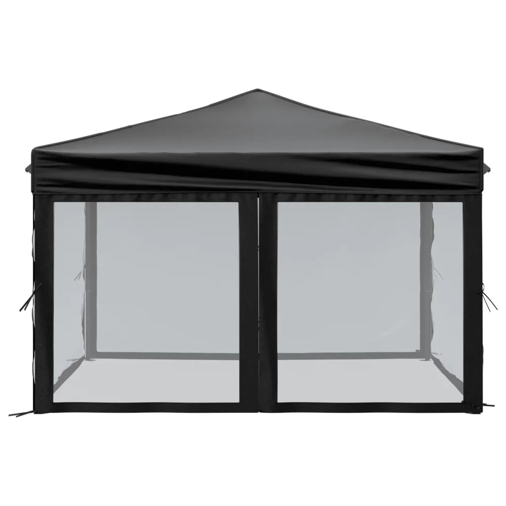 Tenda per Feste Pieghevole con Pareti Laterali Nero 3x3 m