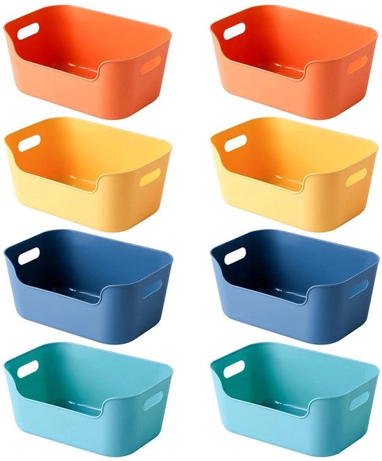 Set di archiviazione da 8 - Scatole da archiviazione a pile - Organizzatore in plastica - Scatola rettangolare - 15,5x10,5x6 cm - Per cucina/Bagno/Ufficio
