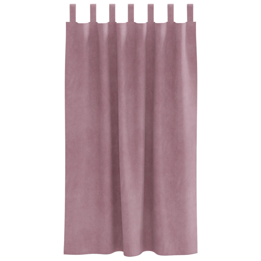 Tende oscuranti  con anelli di sospensione, 2 pezzi, velluto rosa scuro