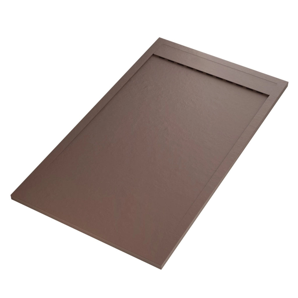Piatto doccia in marmoresina marrone effetto pietra cemento prestige, misura 90x120