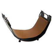 Portalegna nero e ecopelle  marrone  h. 35 l. 60x39 cm.  Made in Italy