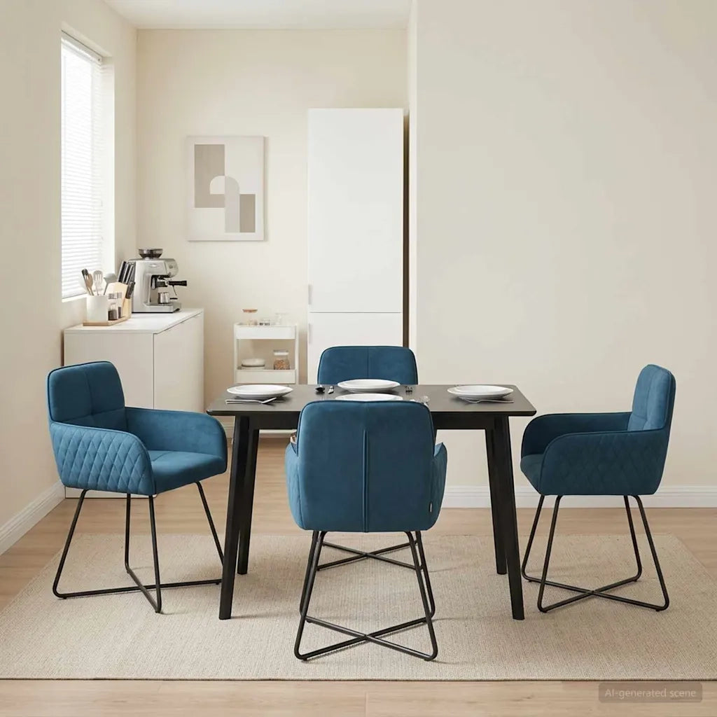 Sedie da pranzo 4 pcs Velluto (V) Blu 59 x 56,5 x 86 cm 3428216
