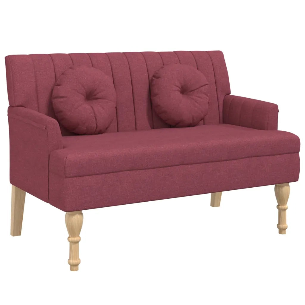 Panca con Cuscini Rosso Vino 113x64,5x75,5 cm in Tessuto 372137