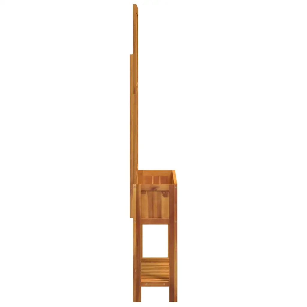 Fioriera con Traliccio-Vaso con Griglia-Fioriera con Supporto per Piante Rampicanti e Ripiano 100x32x185 cm Legno Acacia