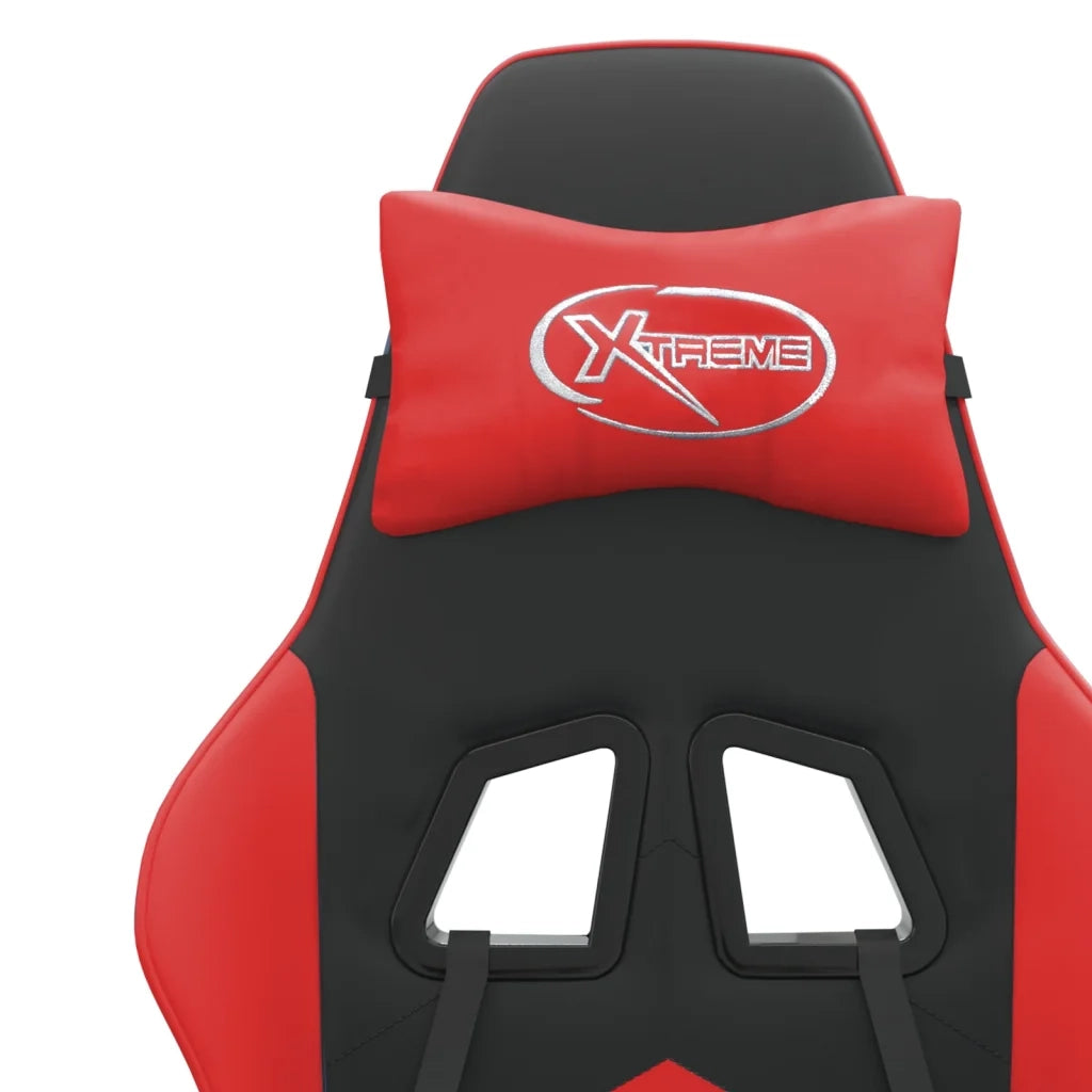 Sedia da Gaming Girevole Poggiapiedi Nero e Rosso Similpelle cod mxl 72799