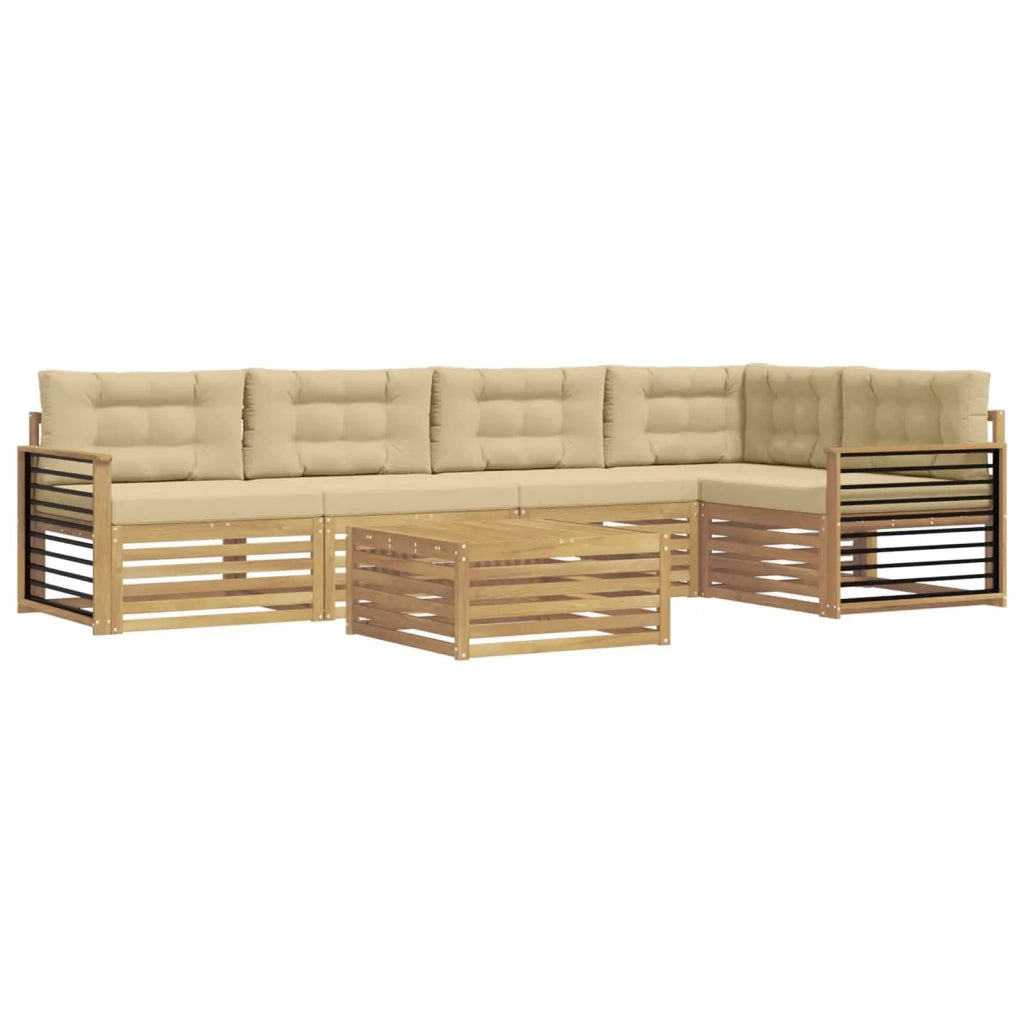 Set di divani da esterno 6 pcs Bianco e Beige Poliestere 3390538