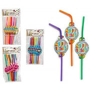 Trade Shop - Set 24pz Cannucce Colorate Plastica Party Con Cartoncino Casuale Cannuccia Compleanno -