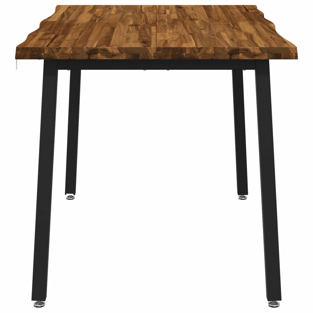 110 x 55 x 75 cm Legno di Acacia Massello Naturale e Nero 937476