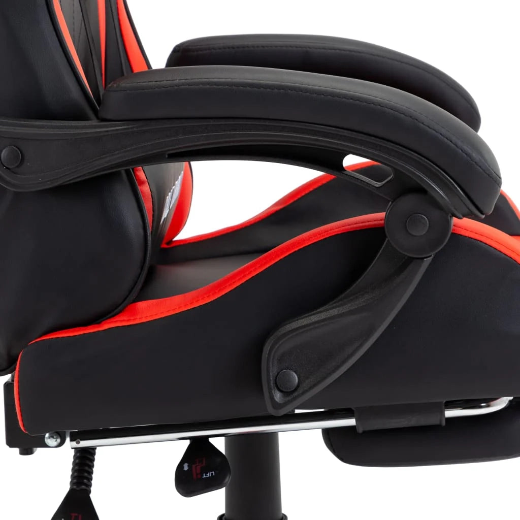Sedia/seduta girevole da ufficio per uso computer studio videogiochi e con poggiapiedi realizzata in similpelle rossa 02_0024225
