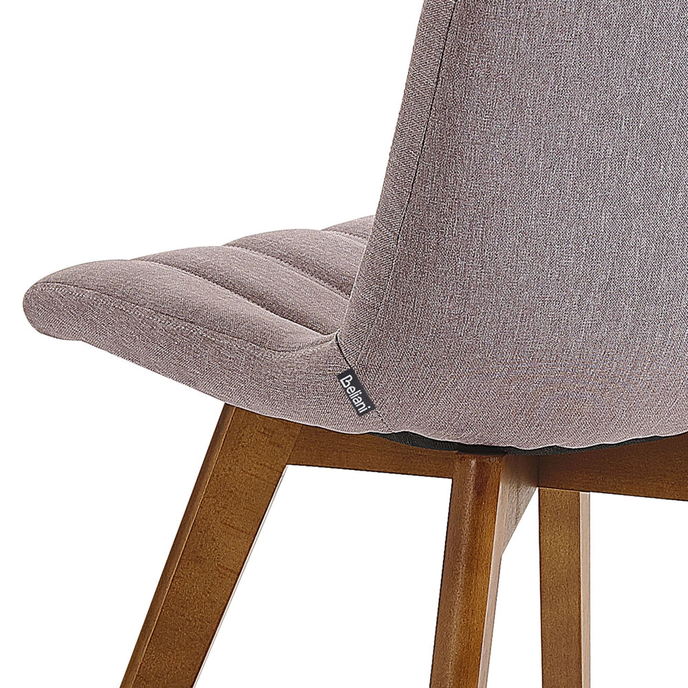 Set di 2 sedie Tessuto poliestere color talpa Gambe in legno massello scuro Imbottitura verticale Schienale curvo