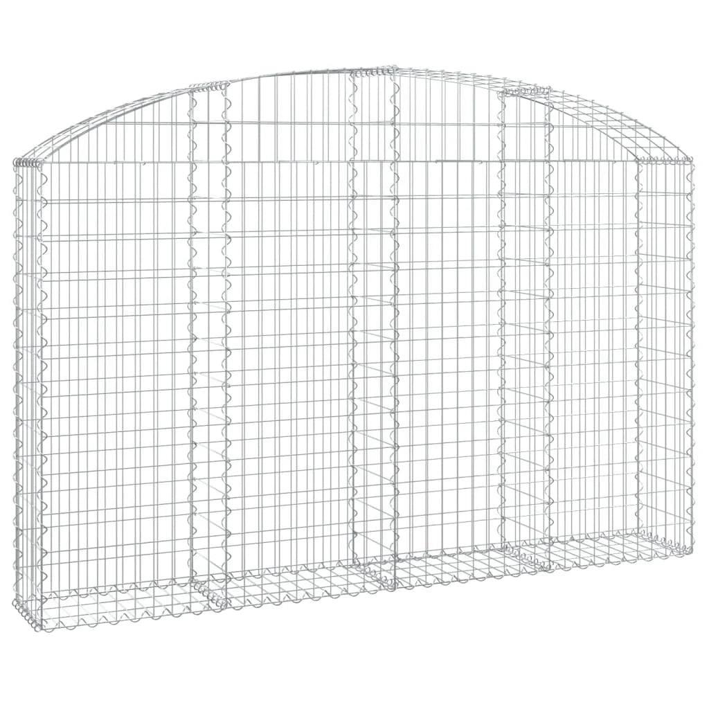 Gabbione recinto a gabbia muro di contenimento ad arco 200 x 30 x 120/140 cm ferro zincato argento 02_0039995
