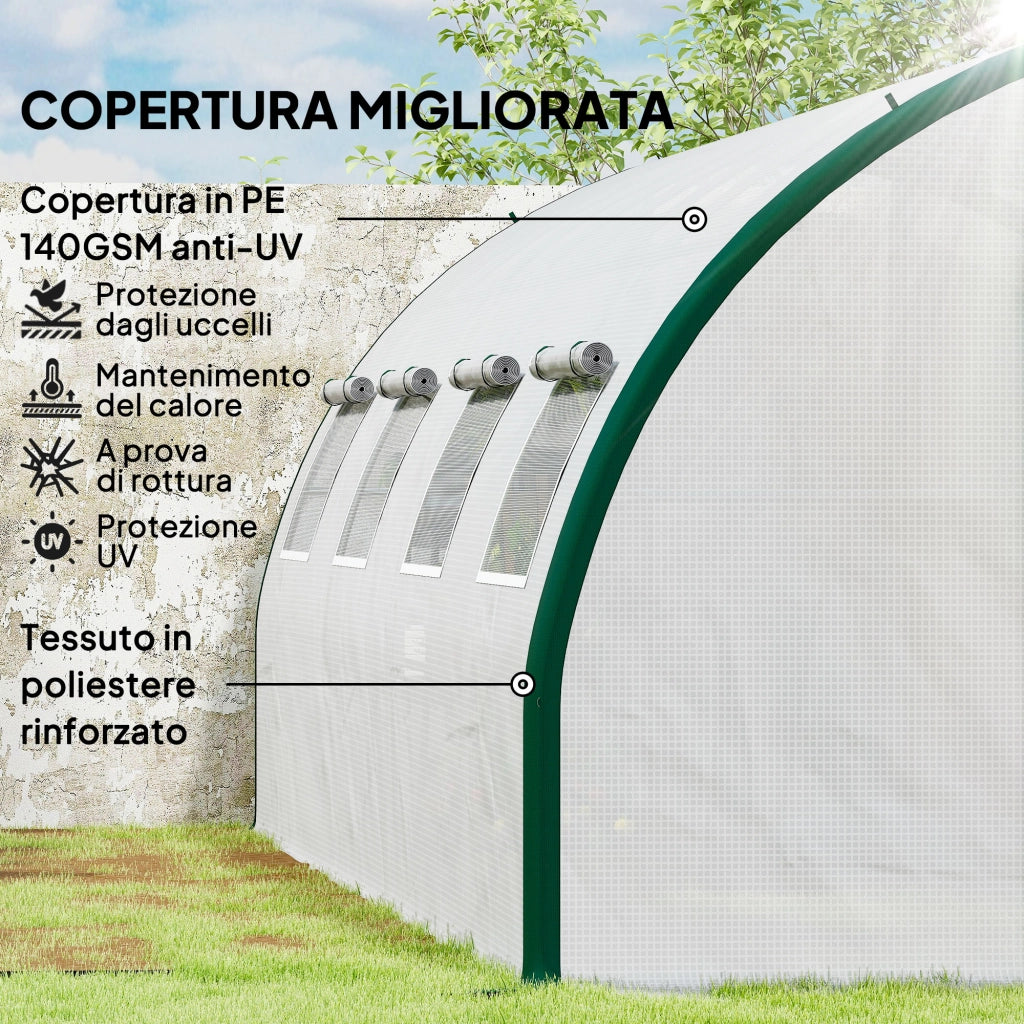 Serra da Giardino 6x3 m ¨C zephmum ¨C Bianco e Verde, Poliestere e Acciaio Zincato