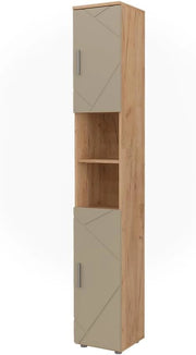 Armadio per il bagno Irma, Beige, 30 x 192 cm, adatto per la conservazione di articoli da bagno e asciugamani