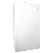 Armadietto Bagno con Specchio e LED-Mobiletto a specchio Bianco Lucido 60x11x80 cm
