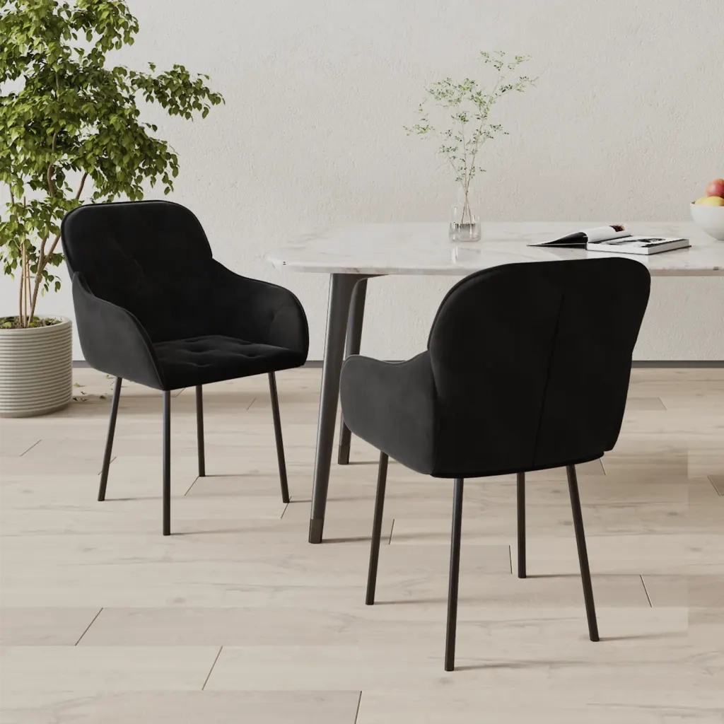 Sedie da Pranzo 2 pz Nere in Velluto cod mxl 66174
