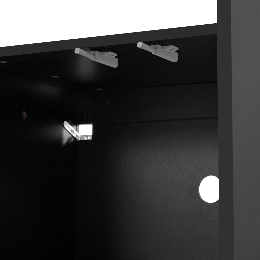 Mobile TV 180x40x46 cm con ante e cassetti; MDF e truciolare nero