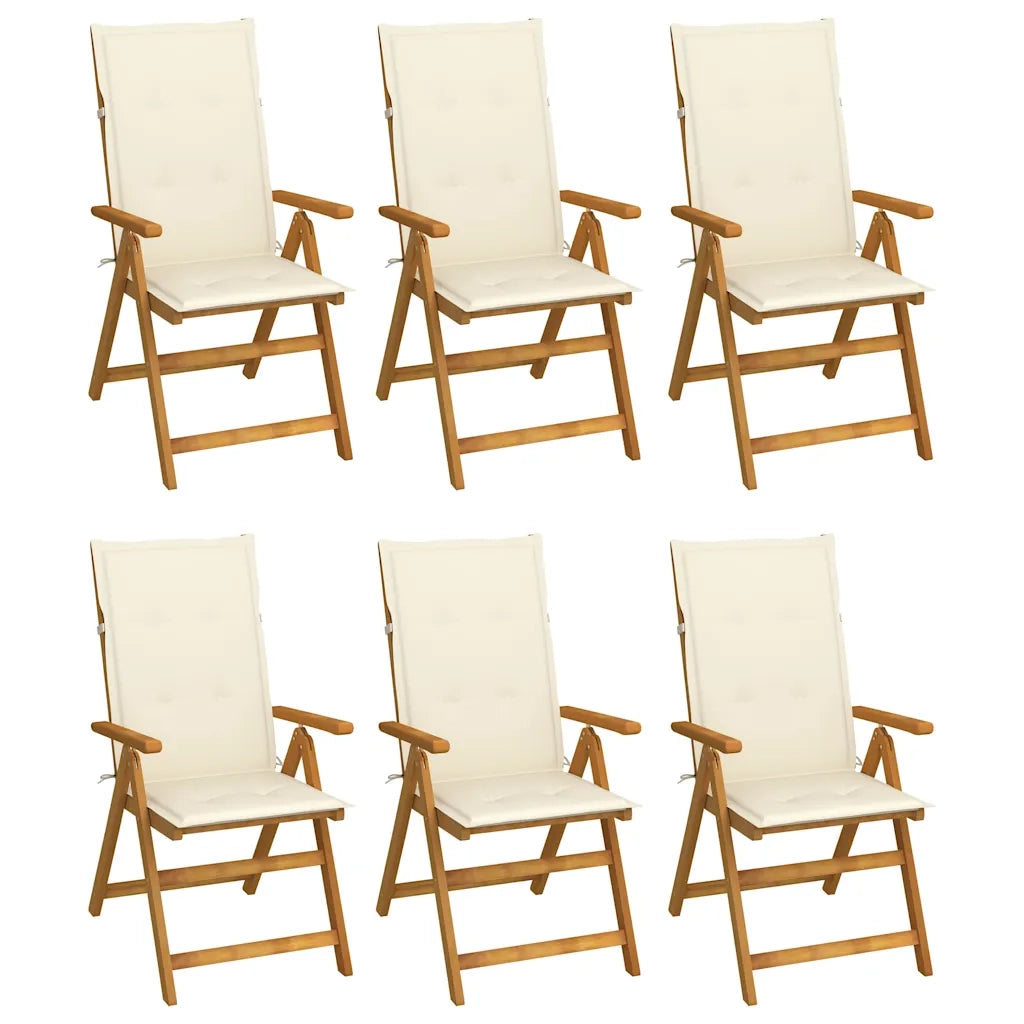 Sedie Pieghevoli 6 pz con Cuscini Massello Acacia 3064121