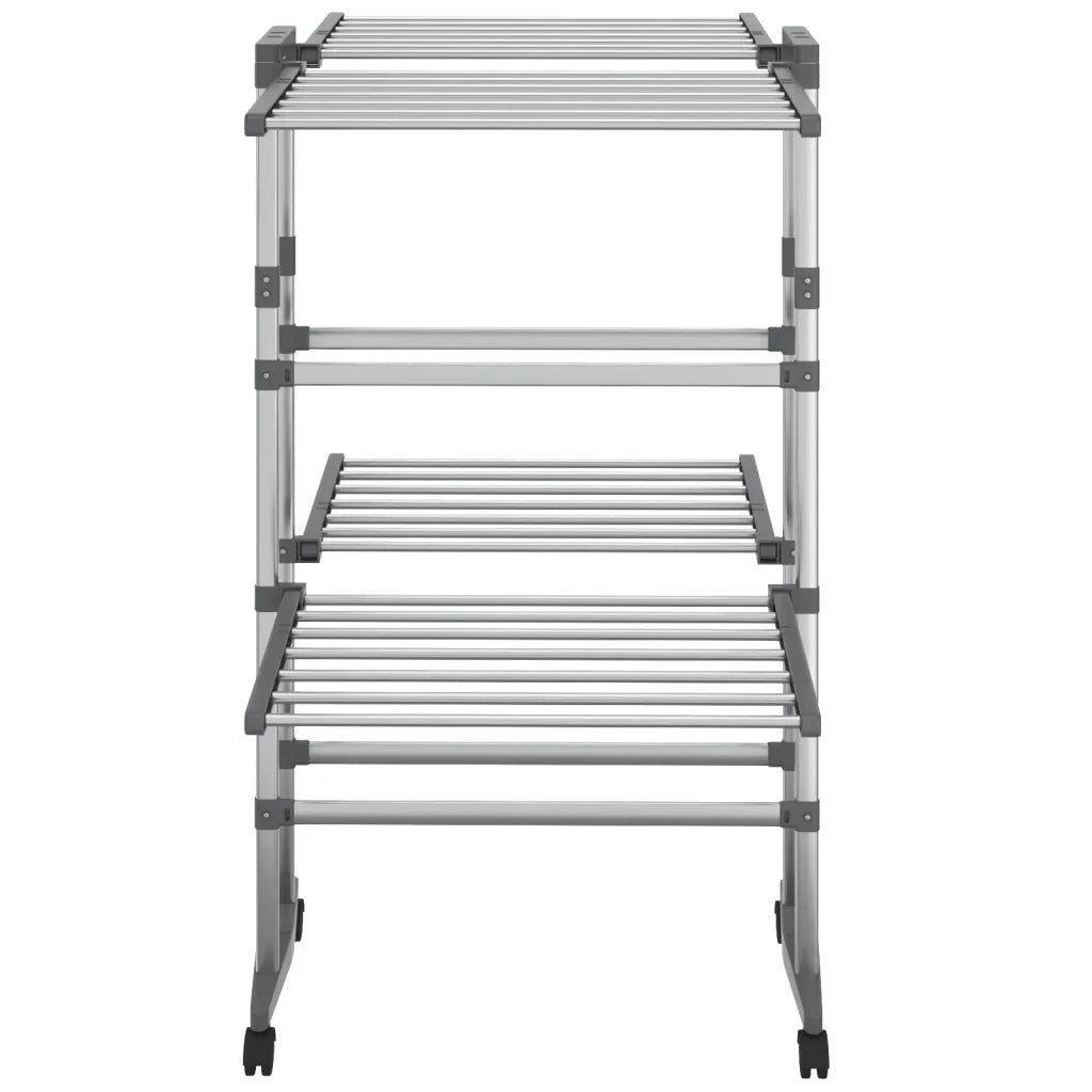 Stendibiancheria a 2 Livelli con Ruote Argento 60x70x106 cm CFW6867671