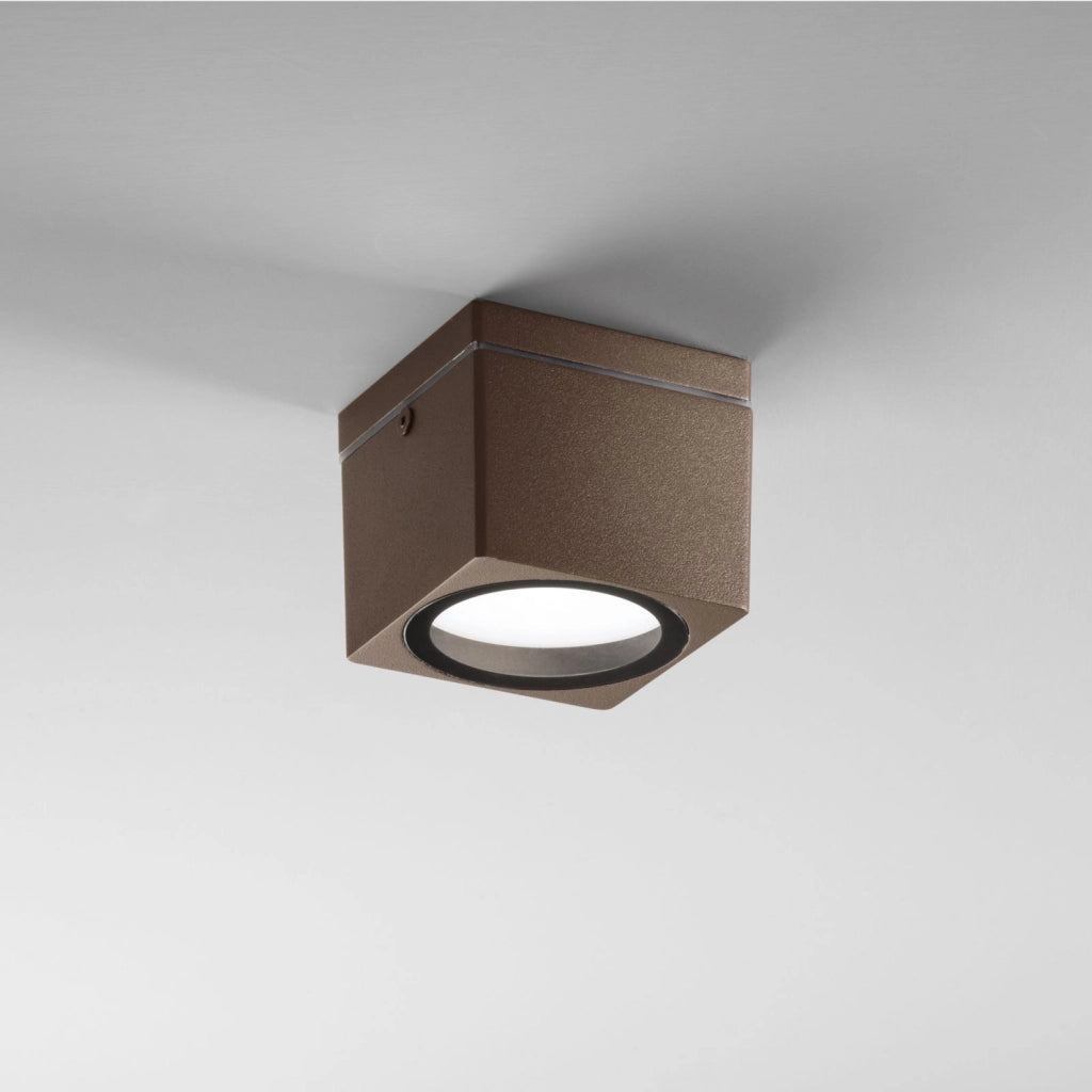 PLAFONIERA TOWER CORTEN QUADRATA 1 LUCE ATTACCO GX53 IP54 9X9X7,2CM
