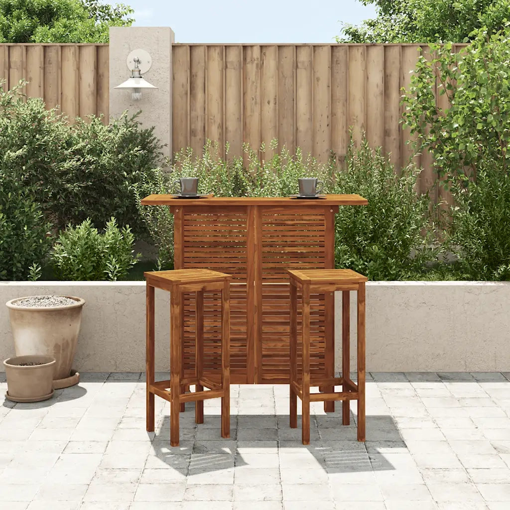 Set Tavolo e Sedia da Bar 3 pz in Legno Massello di Acacia
