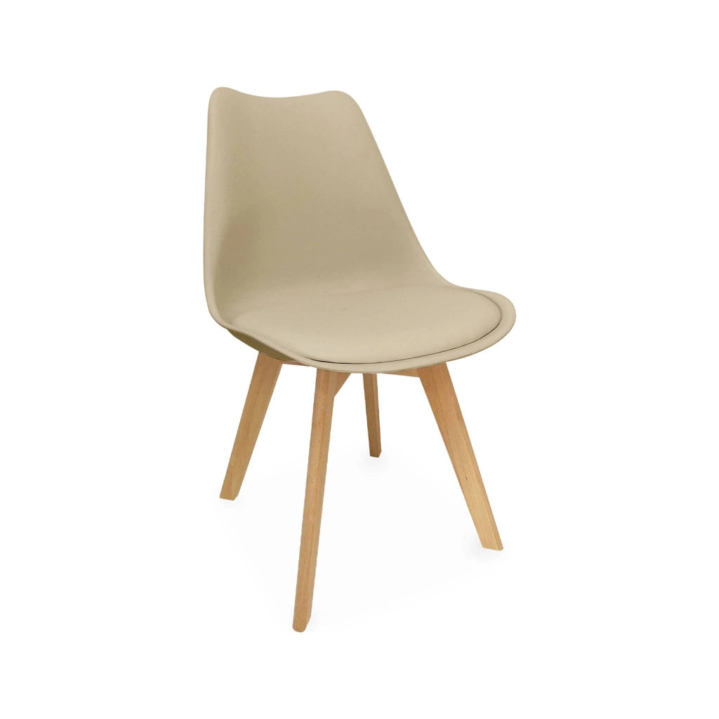 Set 4 sedie scandinave imbottite con gambe in legno , cappuccino