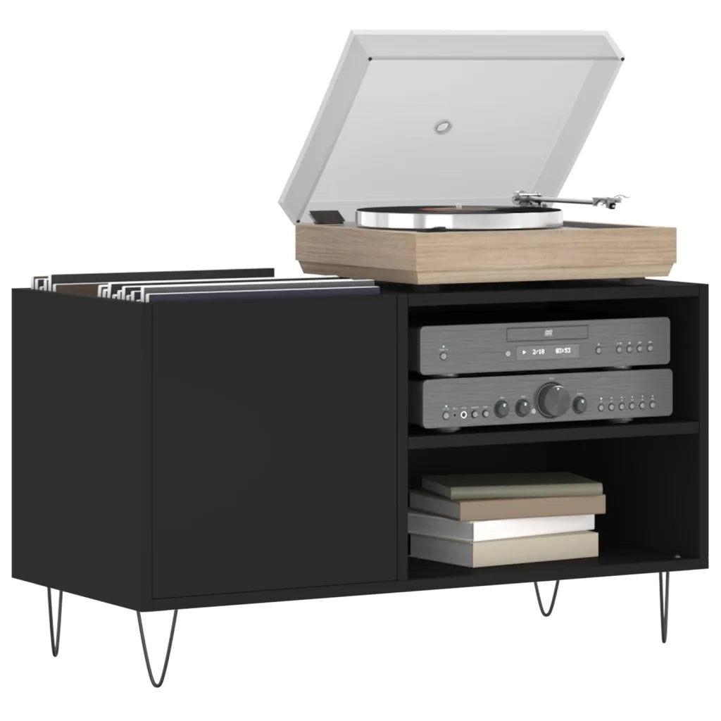 Mobile Porta Dischi Nero 85x38x48 cm in Legno Multistrato 831701