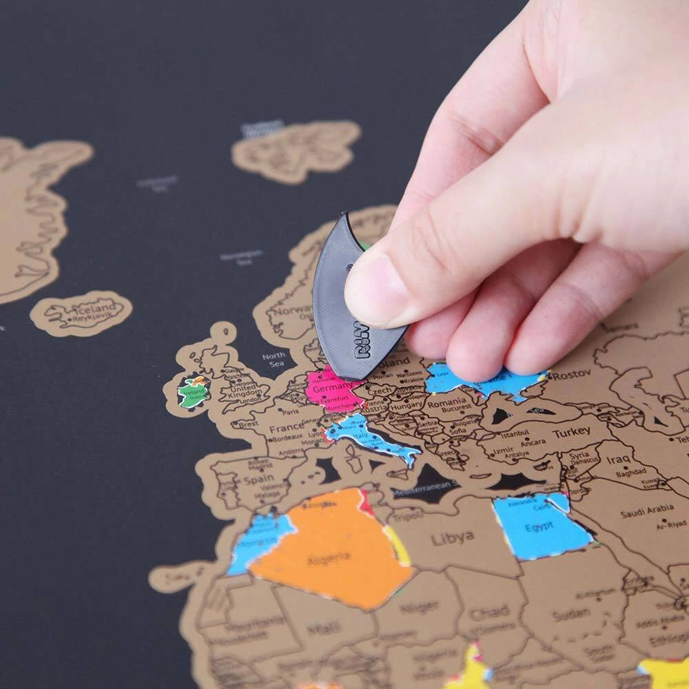 Lavagna Magnetica Mappamondo da Grattare 60x40 Mappa Mondo con Pennarello