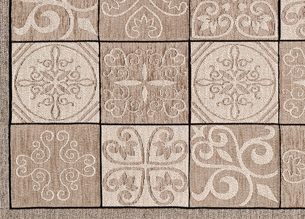 Tappeto Passatoia Runner Cucina Antiscivolo Lavabile Disegno Maiolica Suardi - 55x280 - Tortora