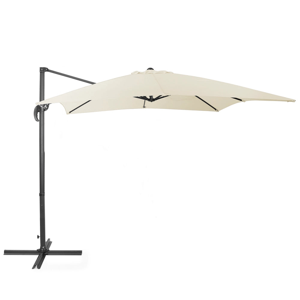 Ombrellone da giardino Tendalino beige chiaro Palo in acciaio Nero 235 cm Cantilever resistente agli agenti atmosferici meccanismo a manovella