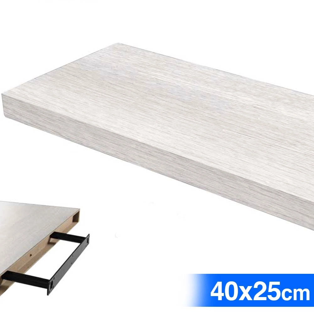 Mensola Parete Rettangolare Scaffale 40x25x4cm Libreria Legno MDF Bianco