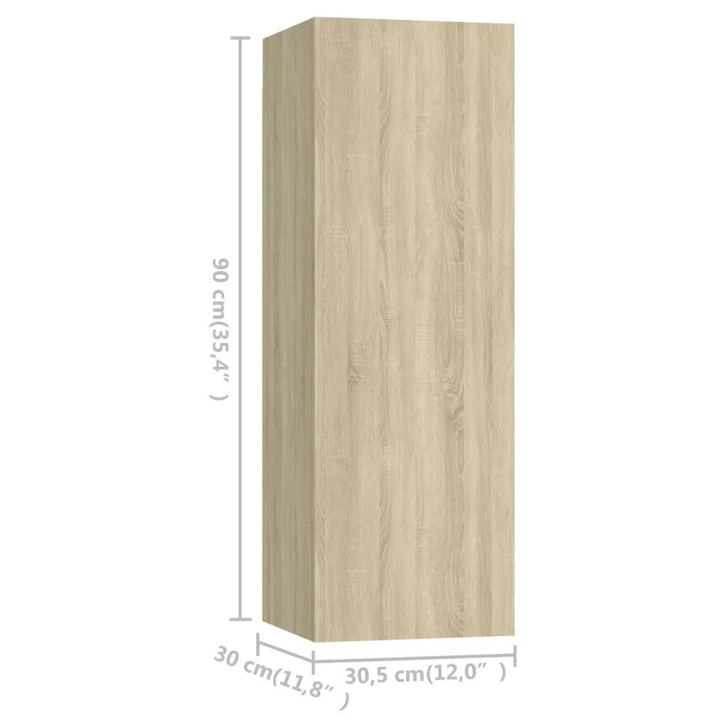 Mobili TV 4 pz-Set di 4 Credenza per TV Rovere Sonoma 30,5x30x90 cm in Legno Multistrato